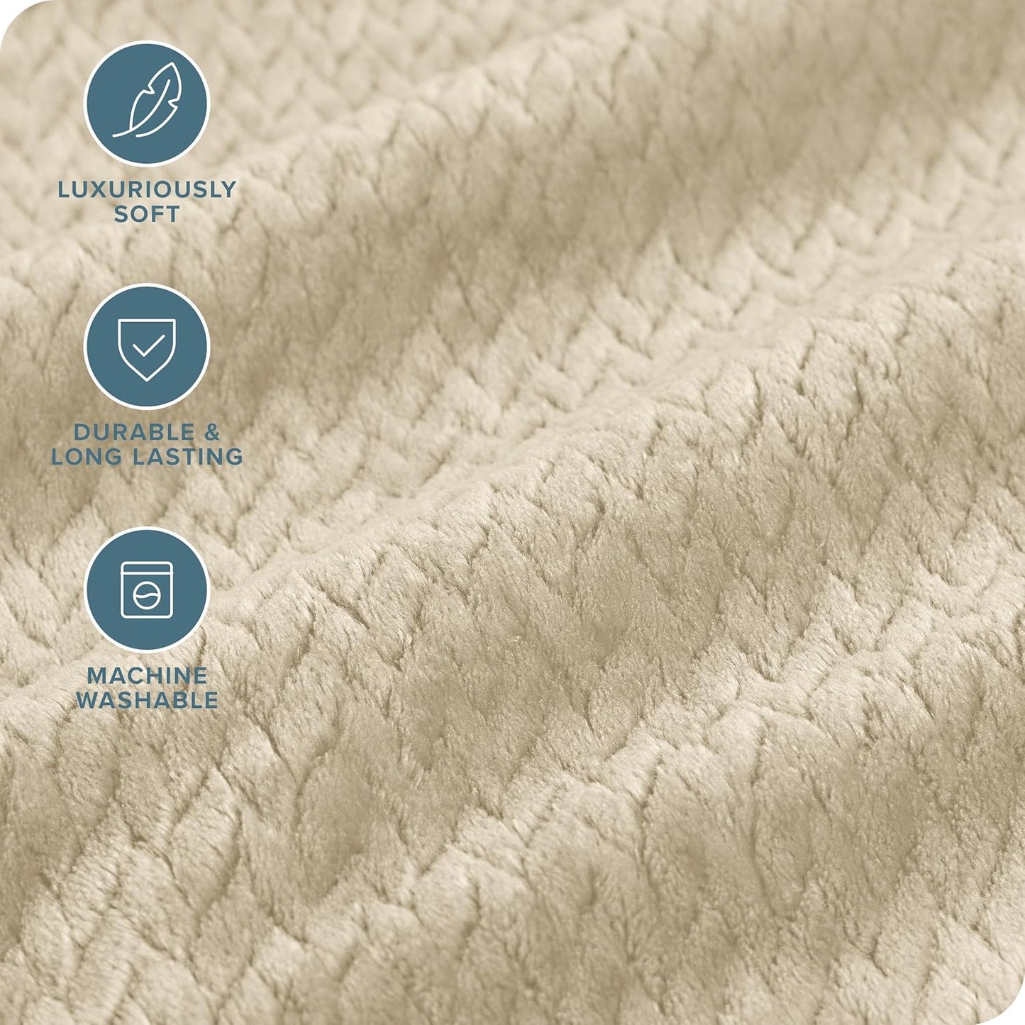 Bare Home Textured Fleece Blanket - Full/Queen - Ultra-Soft Lightweight for Bed, Sofa, and Couch - Luxury Microplush - Cozy Warm Blanket (Full/Queen, Chevron Oyster)