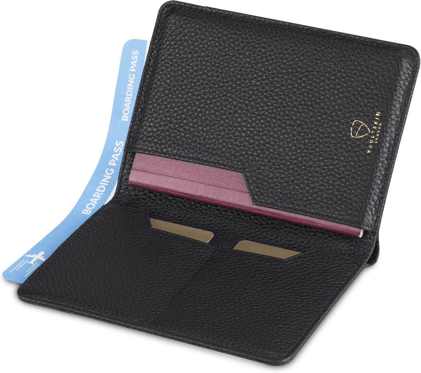Vaultskin Leather Passport Holder, Slim RFID Blocking Travel Wallet for Men and Women, Fits Passport, Credit Cards, ID, Cash, Passport Cover Ideal Travel Accessories with Gift Box (Kensington)