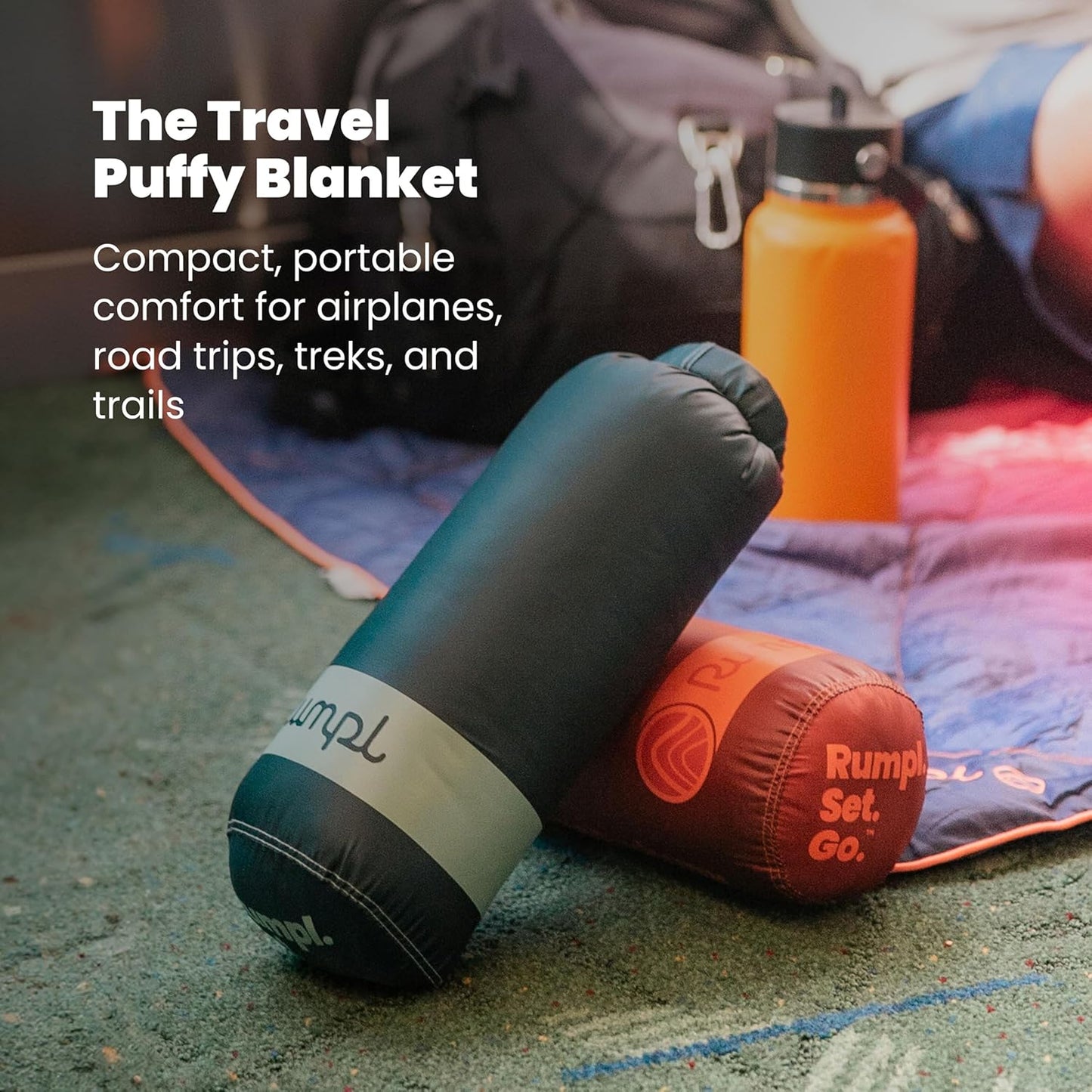 Rumpl Travel Puffy Blanket, Ultra-Packable Travel-Size Warmth and Comfort, Sea Moss