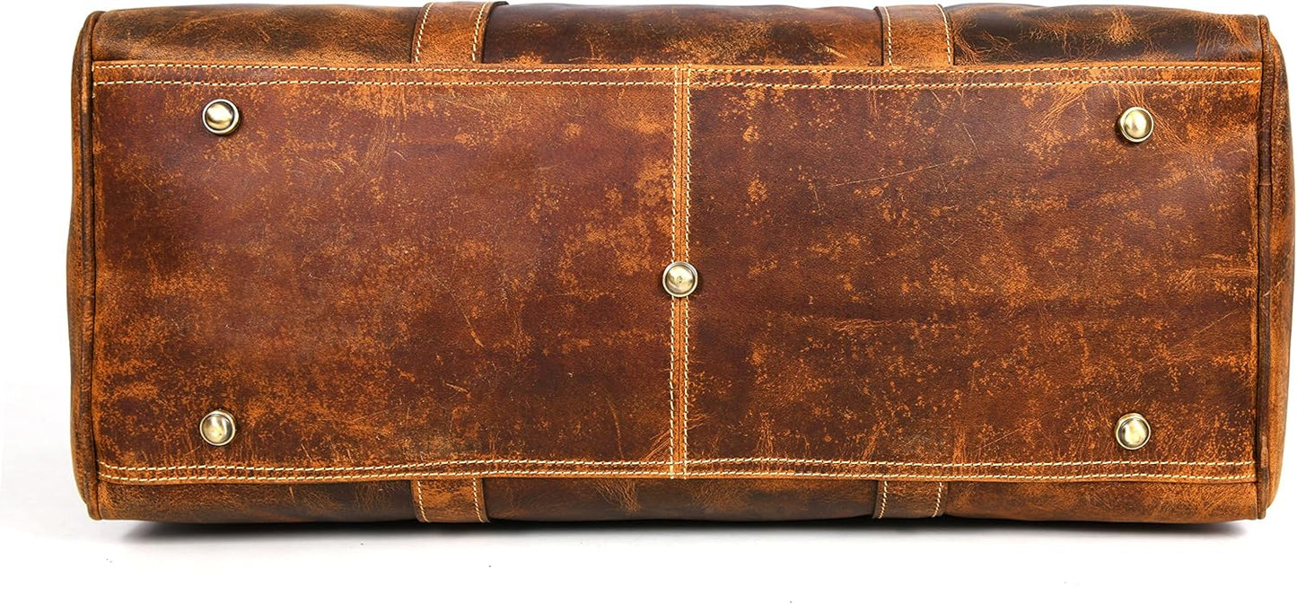 Leather Duffel Bag for Men & Women Travel, Weekend, Overnight, Gym Bag