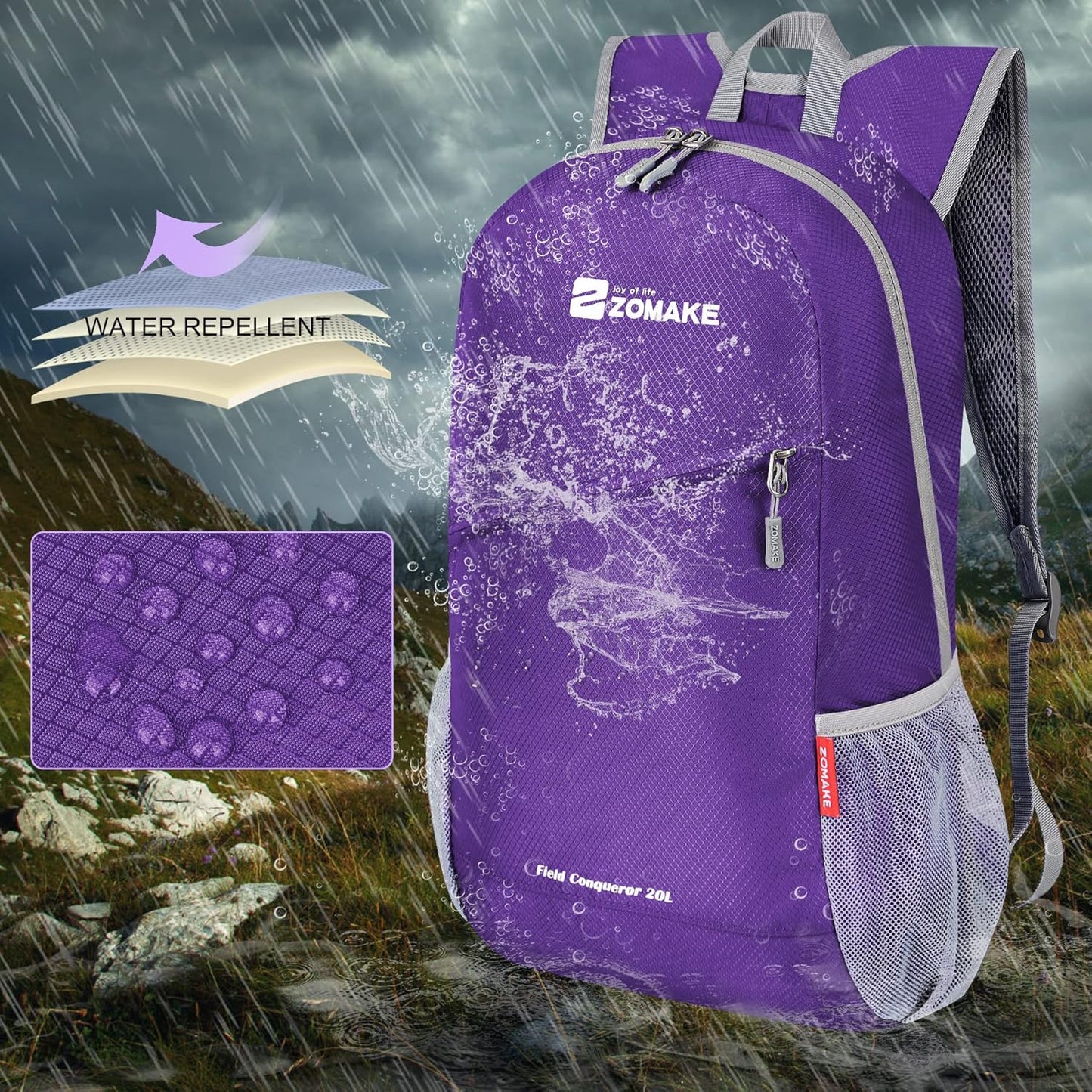 ZOMAKE Lightweight Packable Backpack 20L, Foldable Backpacks Small Daypack for Hiking Water Resistant Day Bag for Travel