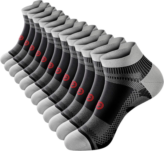 PAPLUS Ankle Compression Sock for Men and Women 2/4/6 Pairs, Low Cut Compression Running Sock with Ankle Support