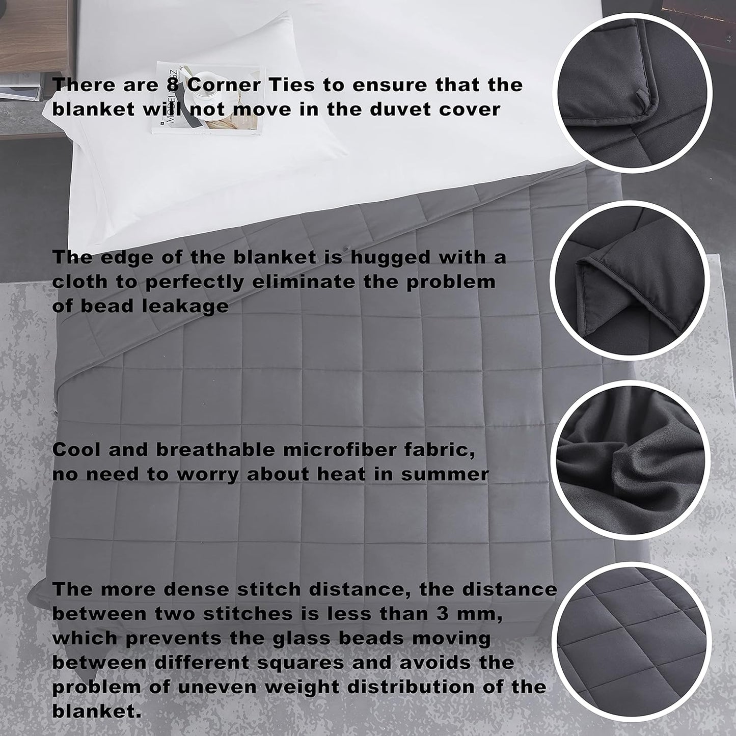 L'AGRATY Weighted Blanket - 40"x60" 7lbs Cooling Breathable Weighted Microfiber Material with Glass Beads Small Blanket for All-Season Summer Fall Winter Soft Thick