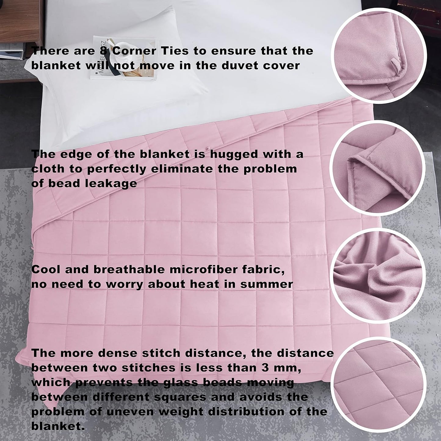 L'AGRATY Weighted Blanket - 60"x80" 20lbs Cooling Breathable Heavy Blanket Microfiber Material with Glass Beads Big Blanket for Adult All-season Summer Fall Winter Soft Thick Comfort Blanket