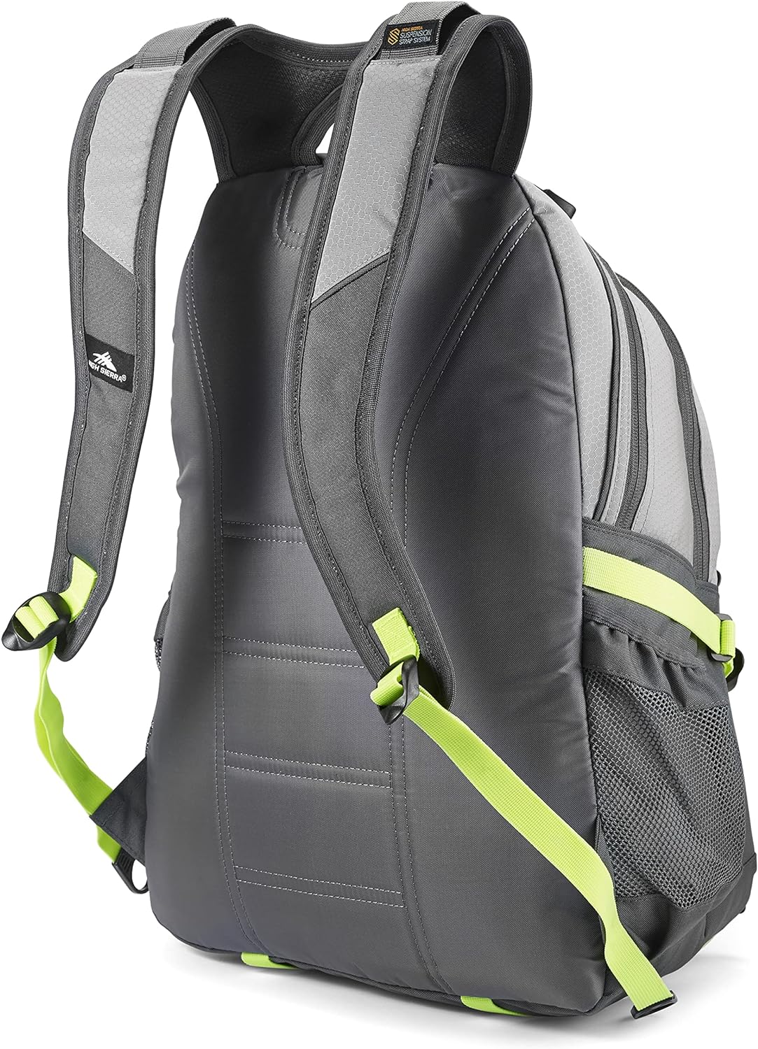 High Sierra Loop Backpack, Travel, or Work Bookbag with tablet sleeve, One Size, Steel Grey/Mercury/Neon Green