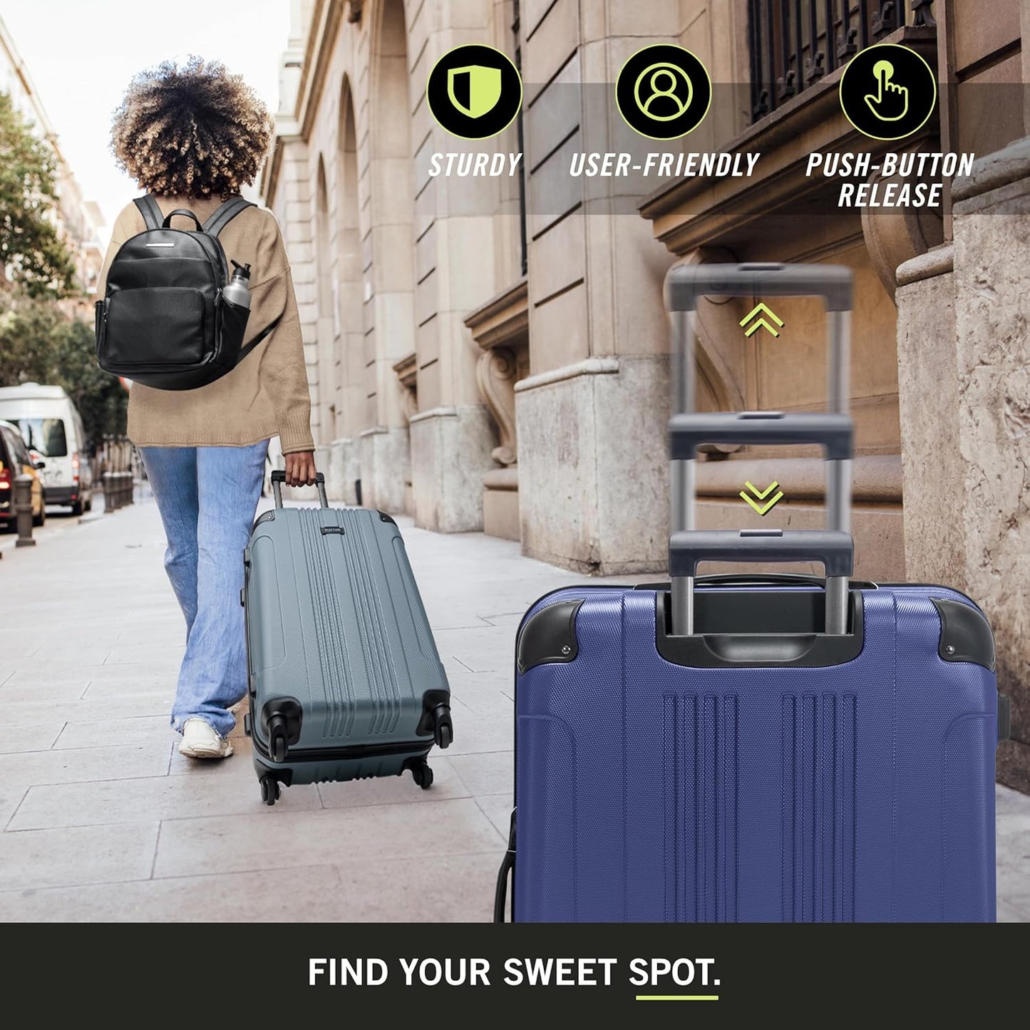 Kenneth Cole REACTION Out of Bounds Lightweight Hardshell 4-Wheel Spinner Luggage, Cobalt Blue, 2-Piece Set (20" & 28")