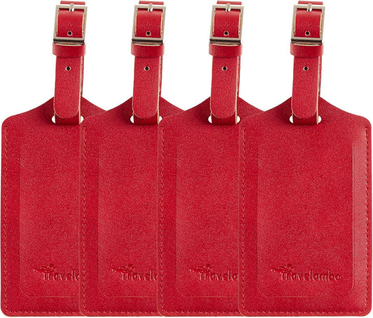 Travelambo Luggage Tags for Suitcases PU Leather Travel Tags Bag Tags Privacy Protection Travel Essentials