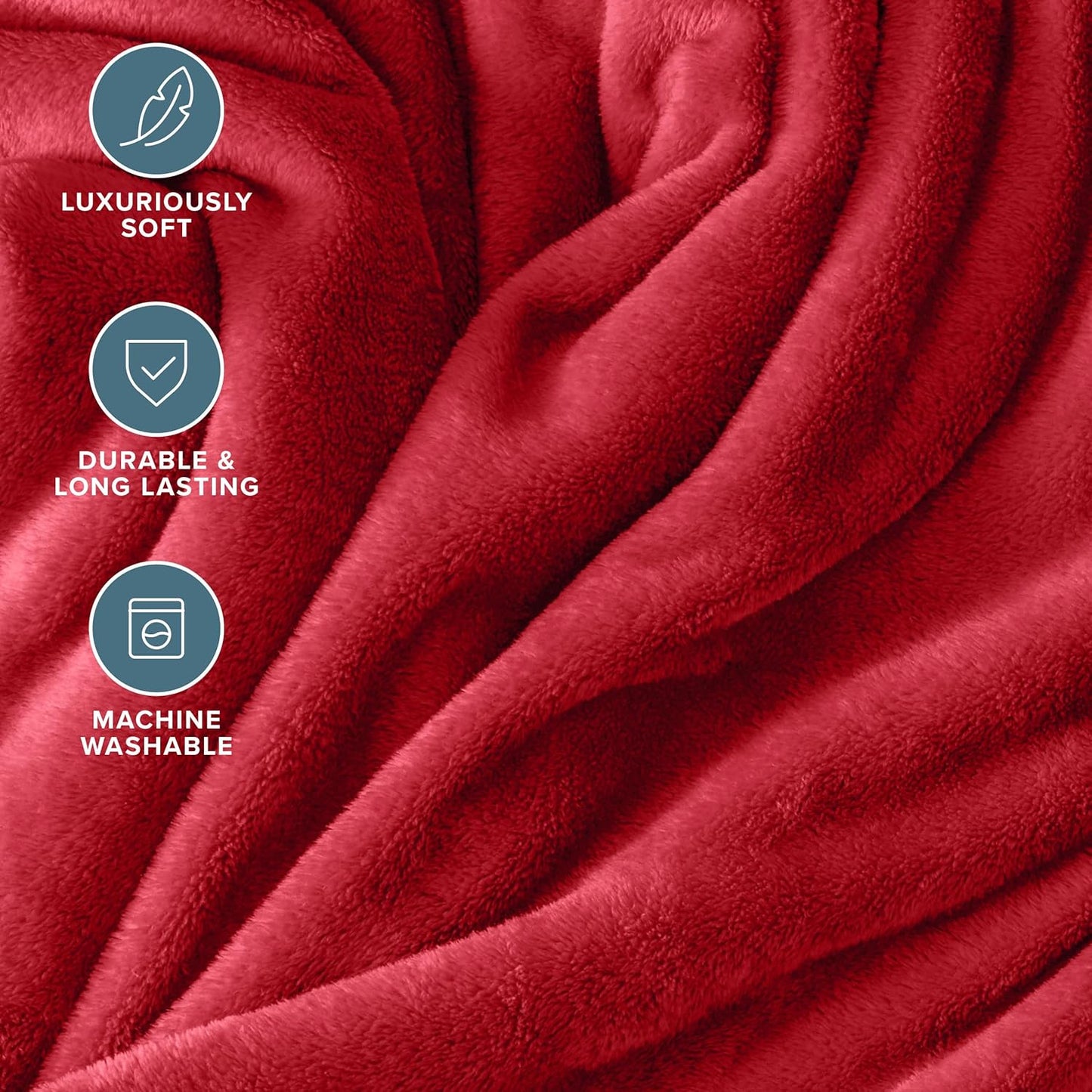 Bare Home Fleece Blanket - Full/Queen - Ultra-Soft Lightweight for Bed, Sofa, and Couch - Luxury Microplush - Cozy Warm Blanket (Full/Queen, Red)