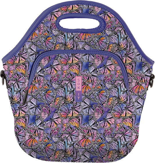 Sok It LunchTote Zippered Bag Insulated Neoprene Caddy (Butterfly Galaxy, X-Large 6.5 Quart Lunch Tote)