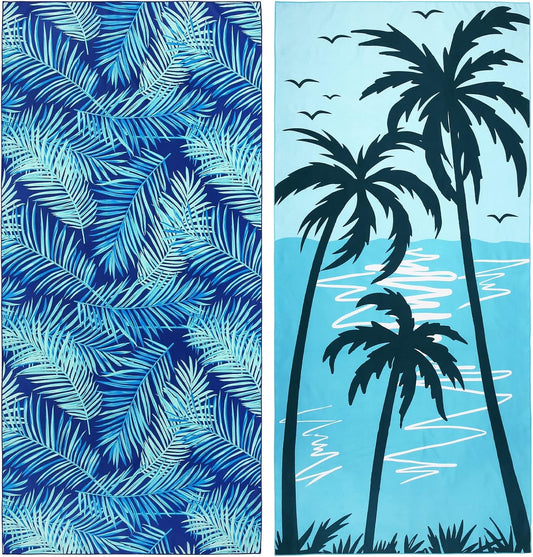 2 Pack Oversized Microfiber Pool Towel, 75'x 35', Sand-Free, Quick Drying, Super Absorbent