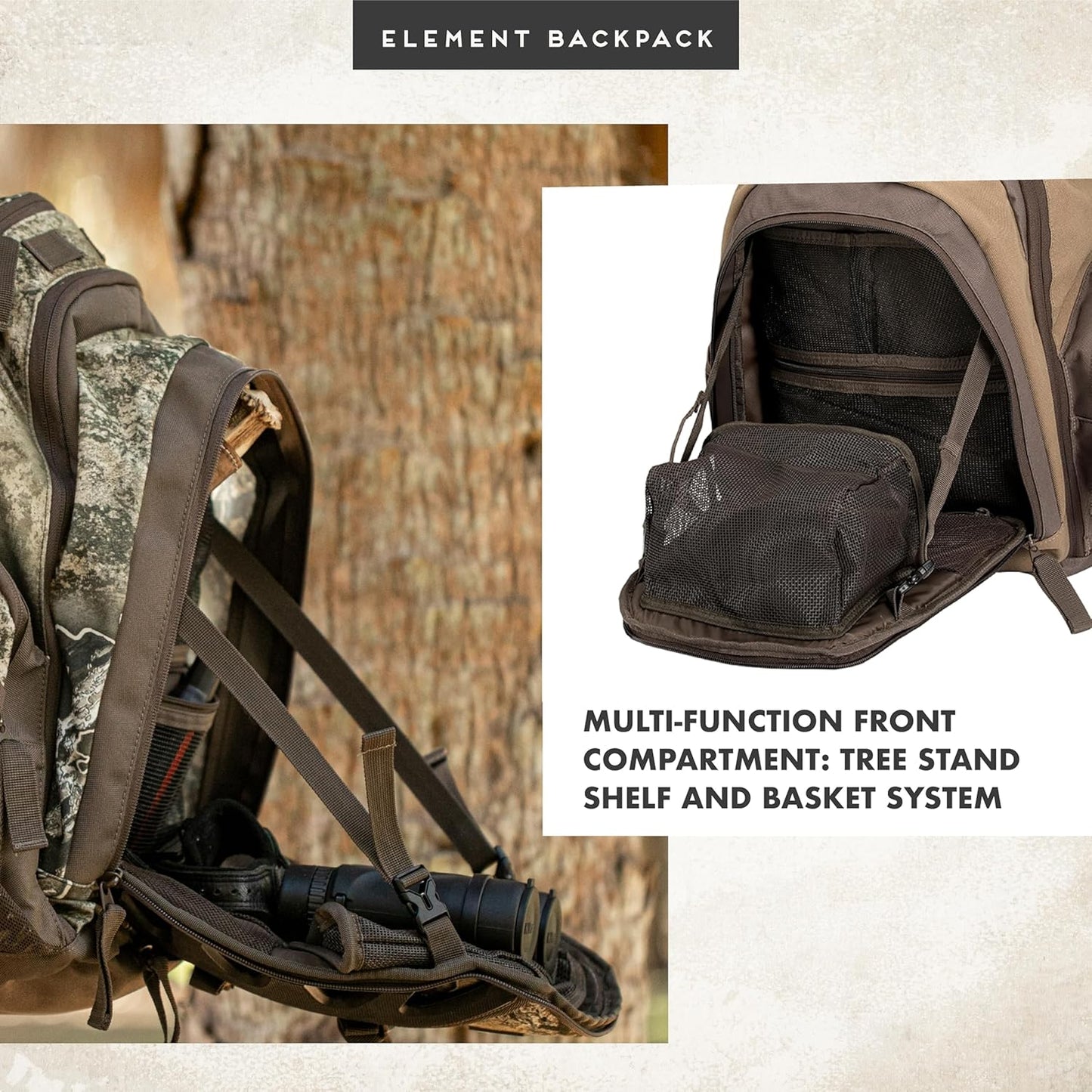 Insights Hunting by frogg toggs - The Element, Heavy Duty 1,831 Cubic Inch Hiking Fishing Camping Hunting Backpack, Realtree EDGE