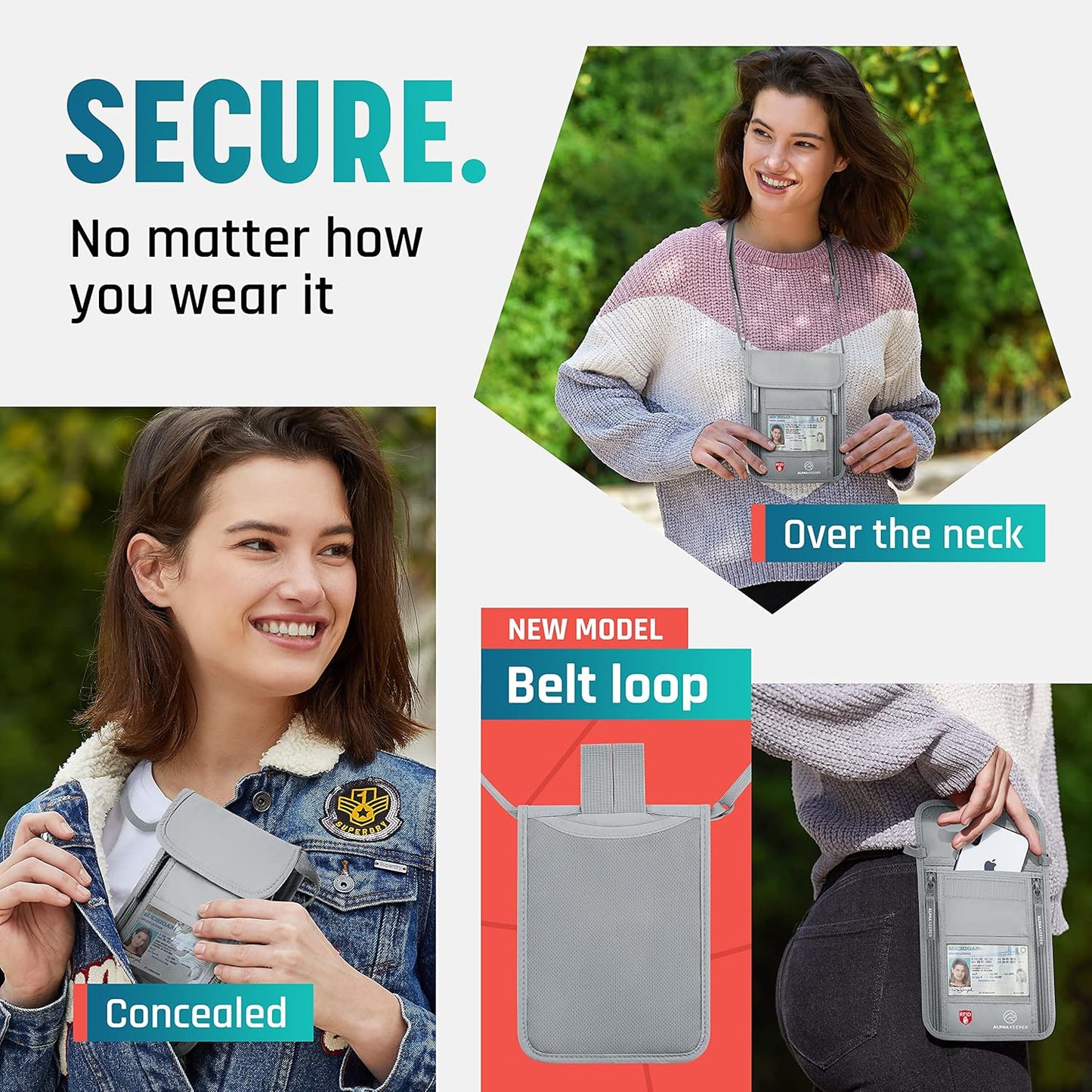 Neck Wallet, Travel Pouch For Passport Holder And Documents, Travel Neck Wallet For Traveling Women.