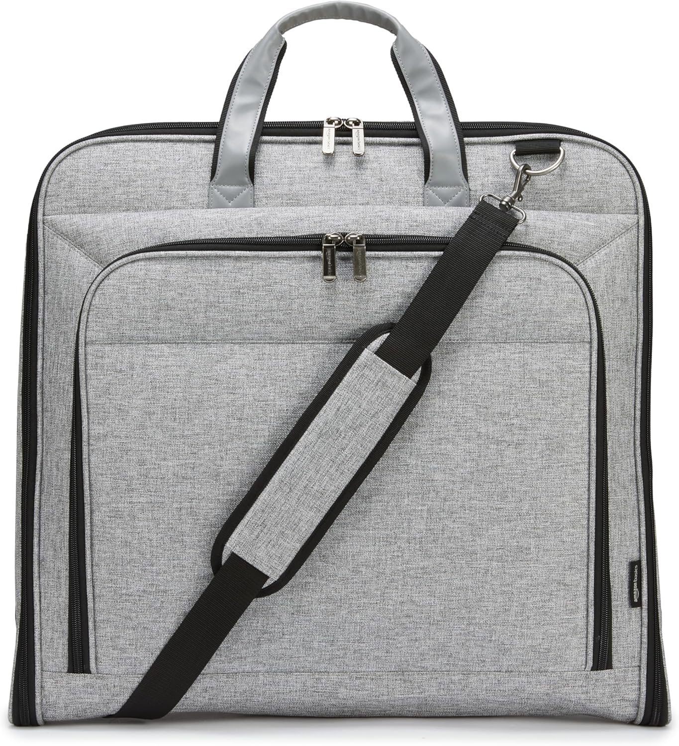 Amazon Basics Carry-On Garment Bag for Travel and Business Trips with Shoulder Strap, Hanging Suit Luggage Bag for Men Women, Wrinkle Free Cover for Suits Dresses Coats, Gray