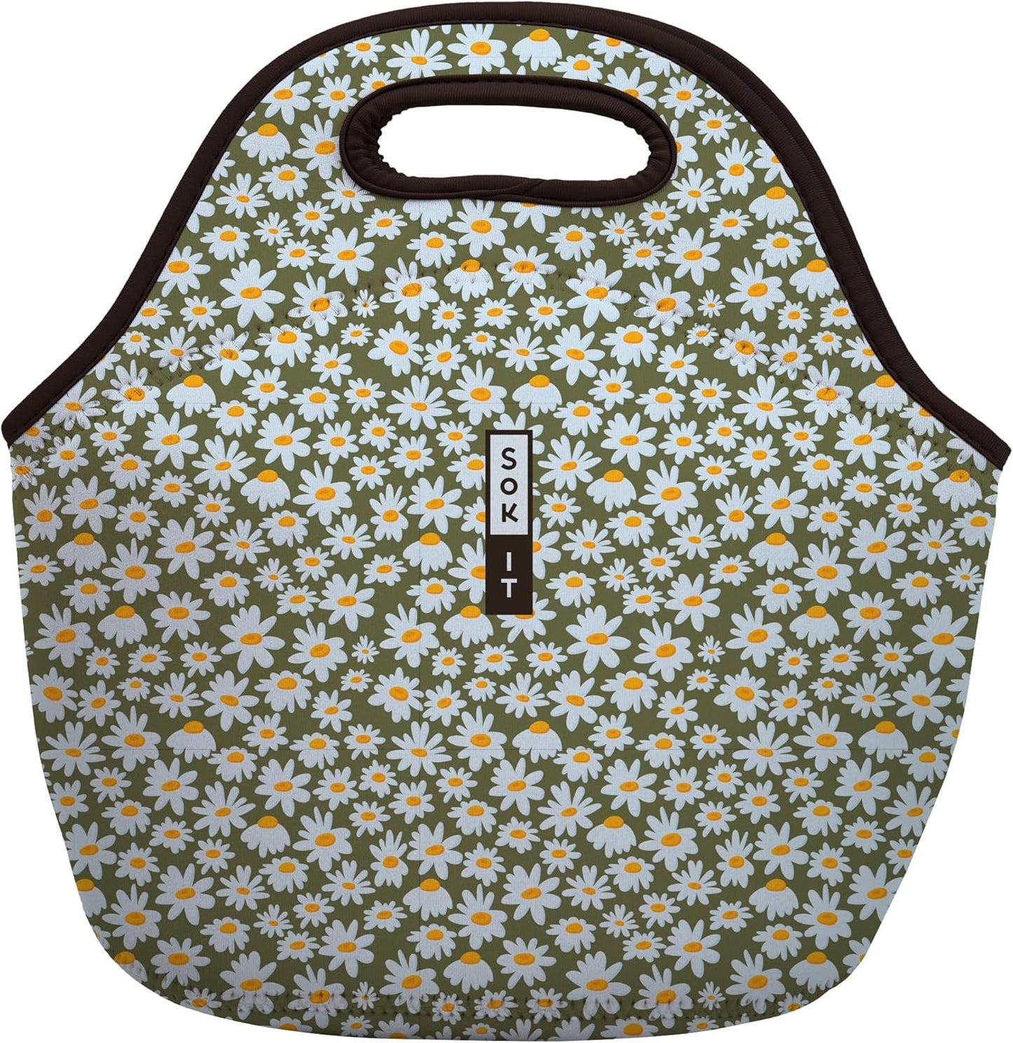Sok It LunchTote Zippered Bag Insulated Neoprene Caddy (Chamomile China, Large 4.5 Quart Lunch Tote)