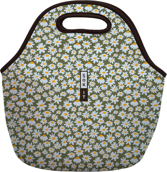 Sok It LunchTote Zippered Bag Insulated Neoprene Caddy (Chamomile China, Large 4.5 Quart Lunch Tote)