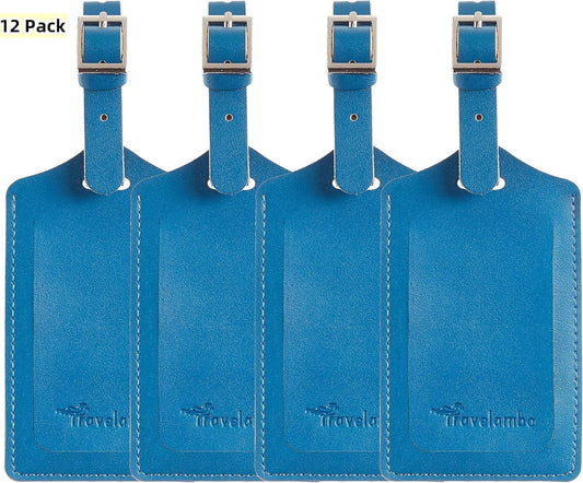 Travelambo Luggage Tags for Suitcases PU Leather Travel Tags Bag Tags Privacy Protection Travel Essentials