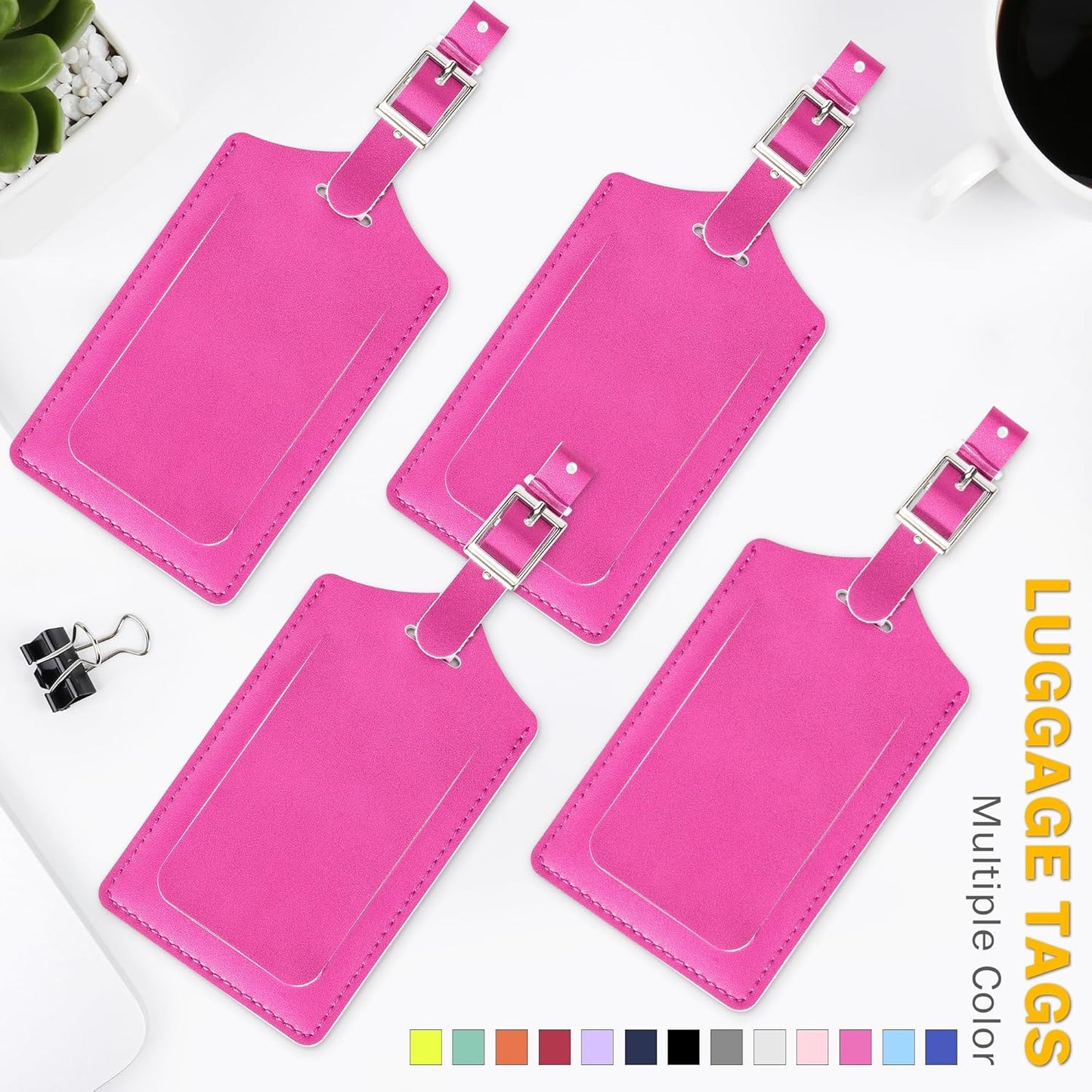 Travelambo Luggage Tags for Suitcases PU Leather Travel Tags Bag Tags Privacy Protection Travel Essentials