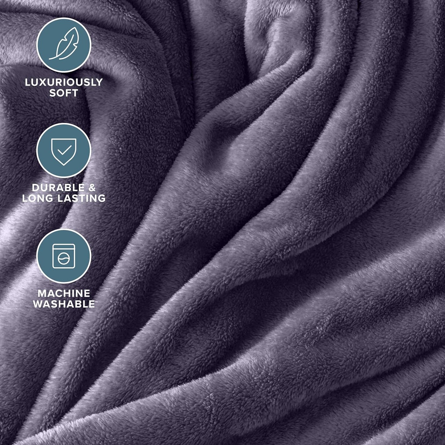 Bare Home Fleece Blanket - Full/Queen - Ultra-Soft Lightweight for Bed, Sofa, and Couch - Luxury Microplush - Cozy Warm Blanket (Full/Queen, Dusty Purple)