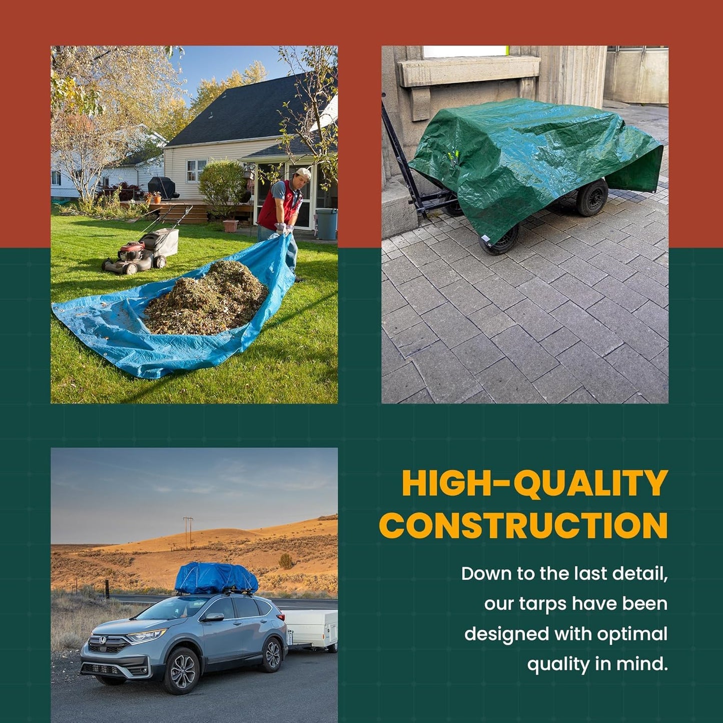 Large Waterproof Tarp - Heavy Duty 20 Mil Thick Poly Tarpaulin Ideal for Canopy Tents, Boats, RV or Pool Covers - Multipurpose Protective Tarps with Grommets for Indoor and Outdoor Use | 12' x 25'