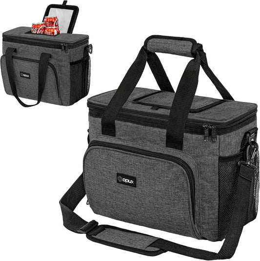 OPUX Soft Cooler Bag, Insulated Collapsible Lunch Cooler Tote for Men Work Camping Beach Travel, Portable Soft Sided Leakproof Waterproof Large Lunch Bag Box with Shoulder Strap 30 Cans, Charcoal Gray