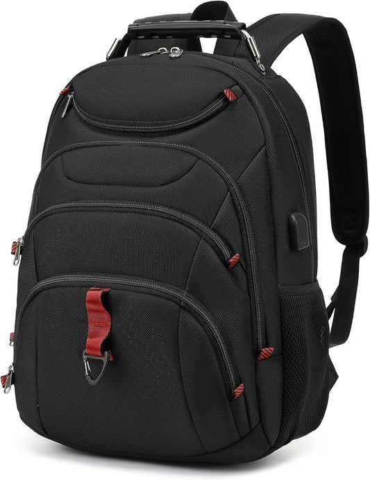 Boniyee Travel Backpack 17.3 Inch, Business Anti-Theft Laptop Bag with USB Charging Port, Waterproof