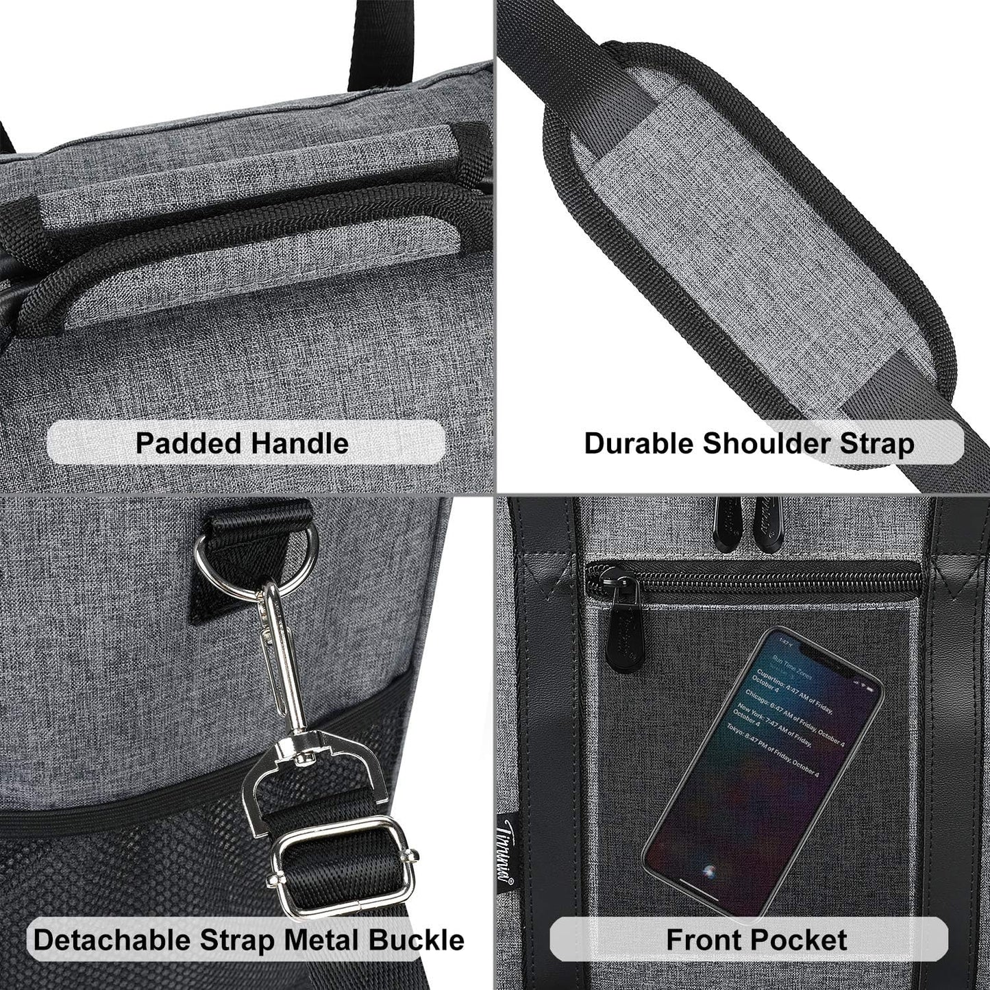 Tirrinia 6 Bottle Wine Cooler Bag - Insulated & Padded Versatile Wine Gift Carrier Tote Bag for Travel, BYOB Restaurant, Wine Tasting, Party, Best Gift for Wine Lover, Grey