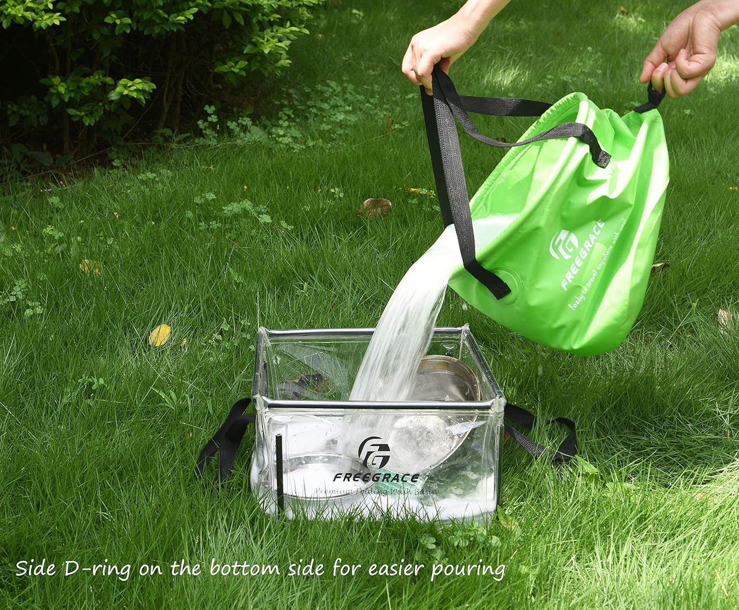 Premium Collapsible Bucket by Freegrace - Compact Portable Folding Water Container - Lightweight & Durable - Includes Handy Tool Mesh Pocket