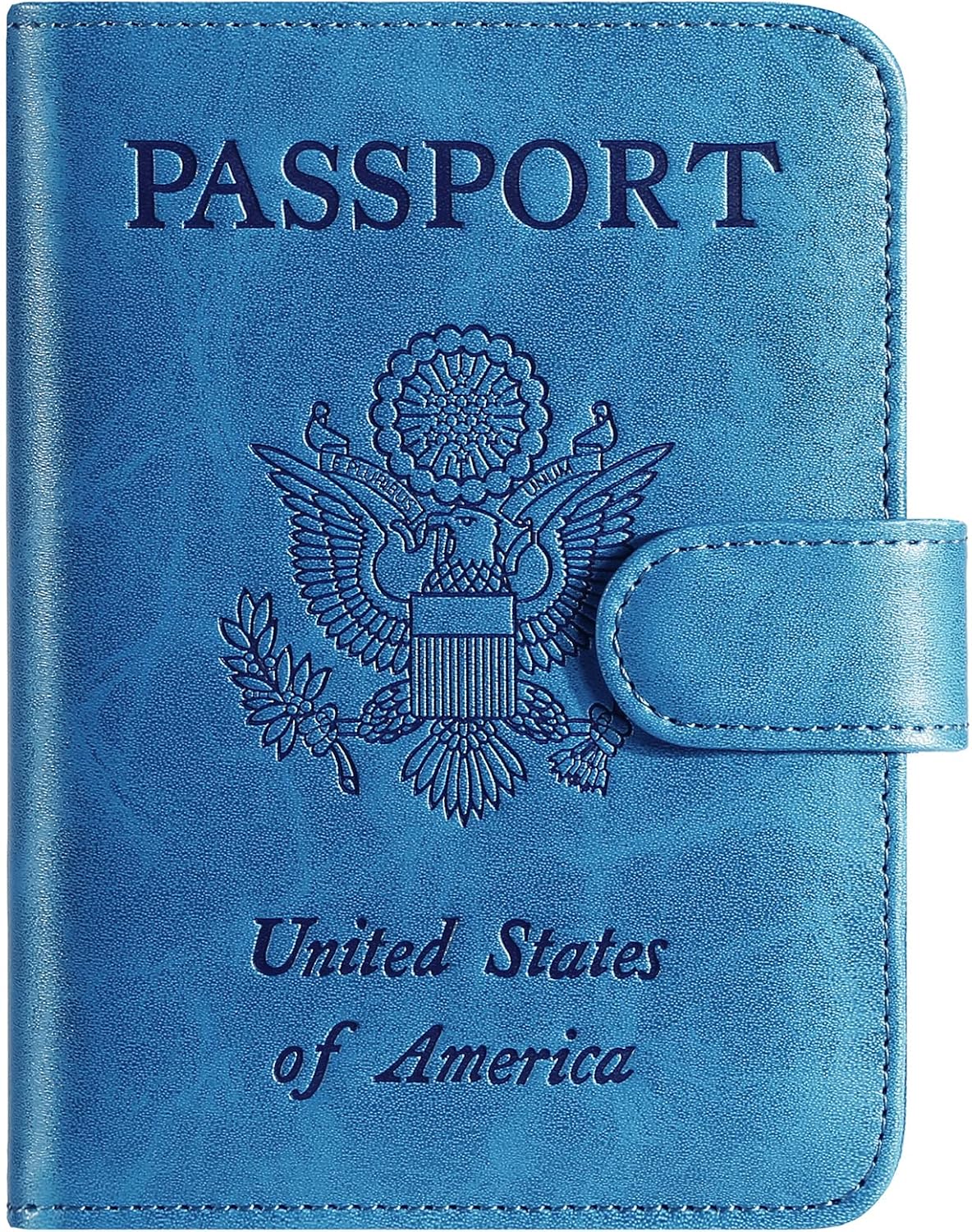 Passport Holder Cover Wallet RFID Blocking Leather Card Case Travel Accessories for Women Men (Blue)