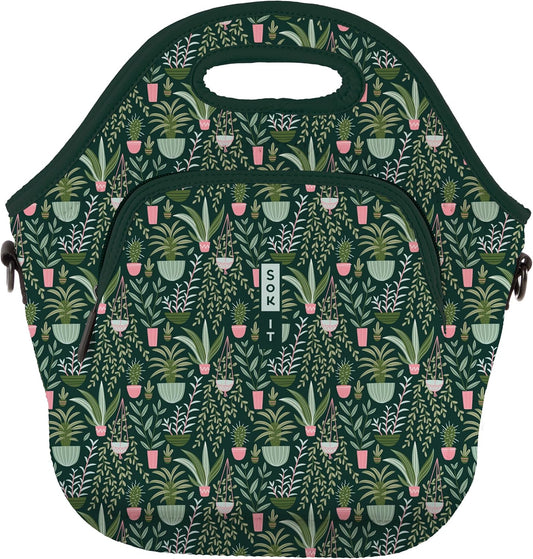 Sok It LunchTote Zippered Bag Insulated Neoprene Caddy (Green Living, X-Large 6.5 Quart Lunch Tote)