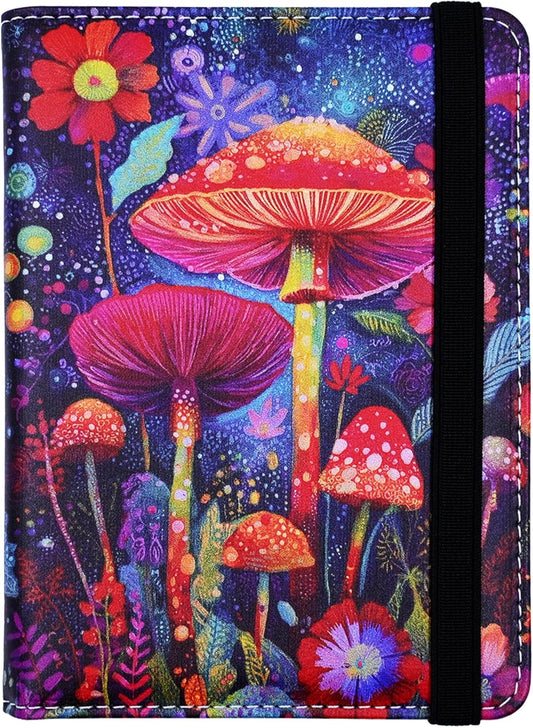 Passport Holder for Women and Men PU Leather Passport Cover for Travel (Mushroom)