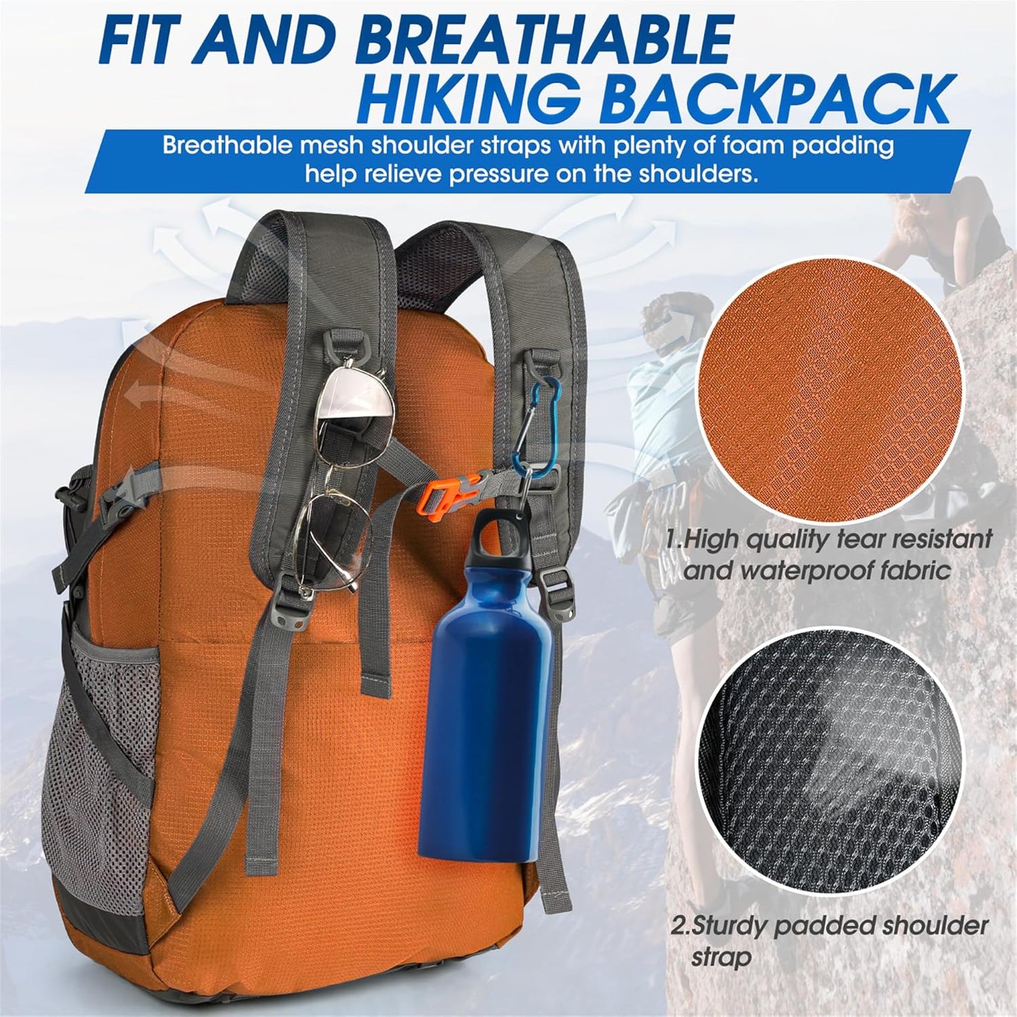 IGOLUMON Hiking Backpack 40L Packable Lightweight Camping Backpack Men Women Waterproof Hiking Daypack Outdoor Travel Daypack