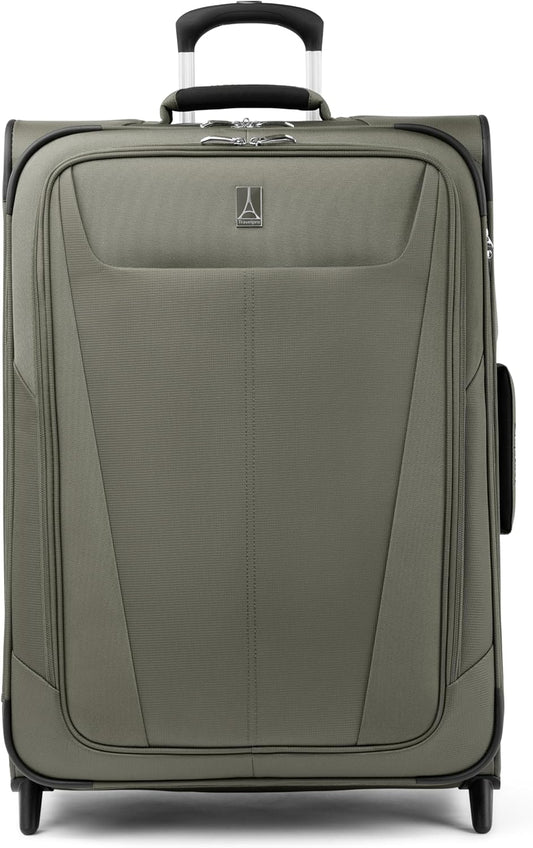 Travelpro Maxlite 5 Softside Expandable Upright 2 Wheel Checked Medium Luggage, Lightweight, 26-Inch — Slate Green