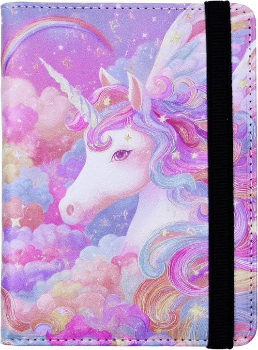 Passport Holder for Women and Men PU Leather Passport Cover for Travel (White Horse)