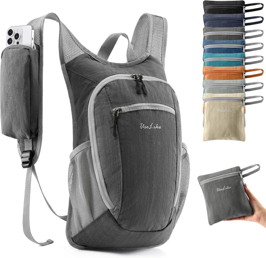 10L Small Hiking Backpack Travel Daypack Lightweight Packable Back Pack for Women Men(Iron Grey)