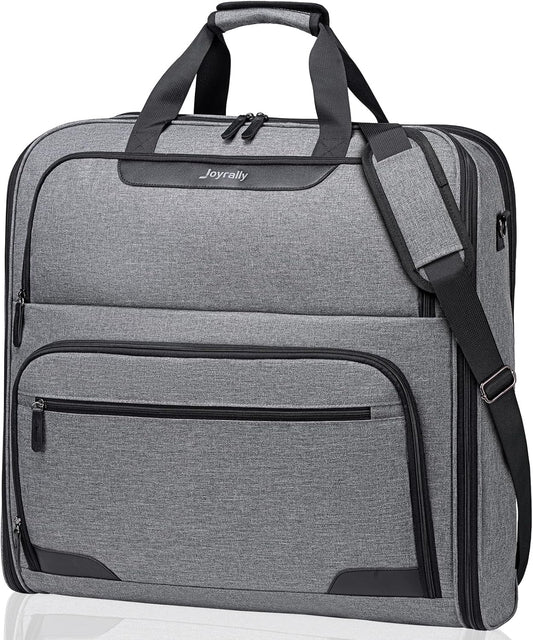 Garment Bags for Travel, Double Layered Carry on Garment Bag with Shoulder Strap, Foldable Suit Travel Bags for Men, Wrinkle Free Garment Travel Bag for Hanging Clothes, Dark Grey