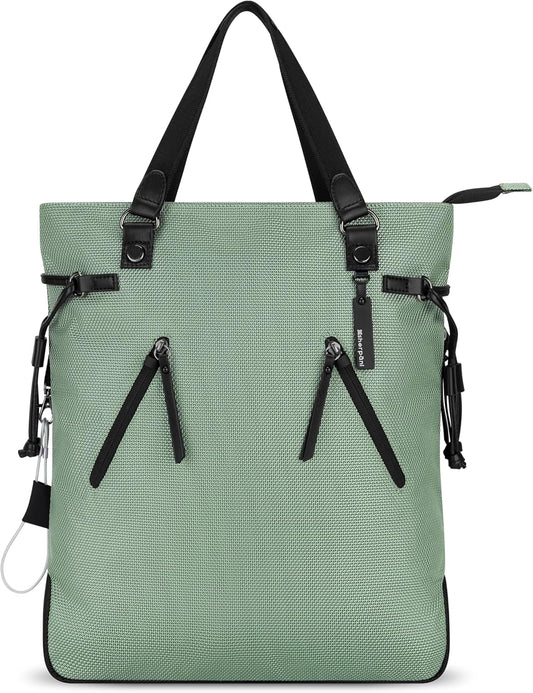 Sherpani Tempest, Anti Theft Convertible Backpack Tote, 14L Travel Backpack, Travel Gifts for Women, Handbags, RFID Protection, Metal Hardware, Fits 15” Laptop (No Sleeve) (Aloe Mist)