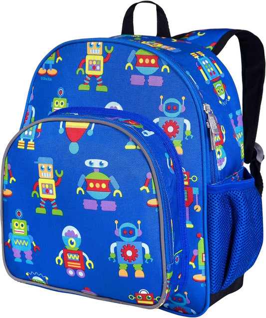 Wildkin 12-inch Kids Backpack – Padded, Adjustable, Ideal for Daycare & Travel - Robots