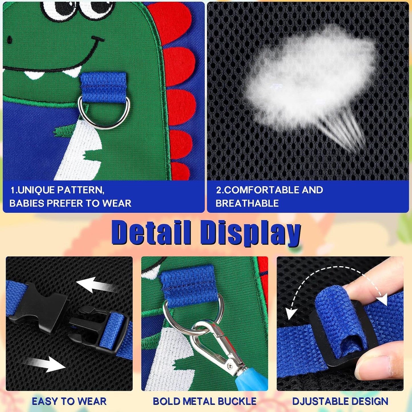 Toddler Leash for Kids-Baby Child Harness with Anti Lost Wrist Link for Boys/Girls (Blue+Green)