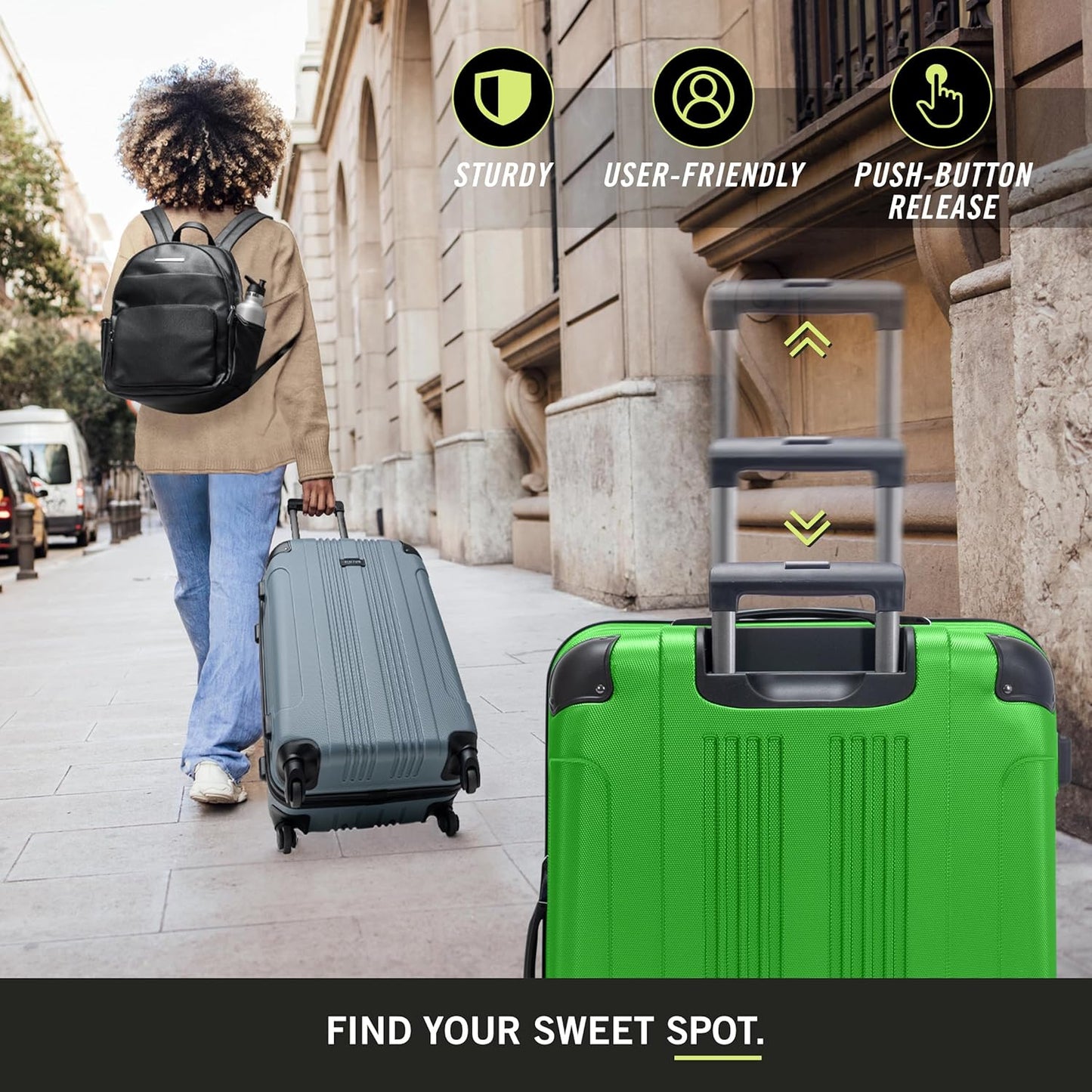 Kenneth Cole REACTION Out of Bounds Lightweight Hardshell 4-Wheel Spinner Luggage, Kelly Green, 20-Inch Carry On