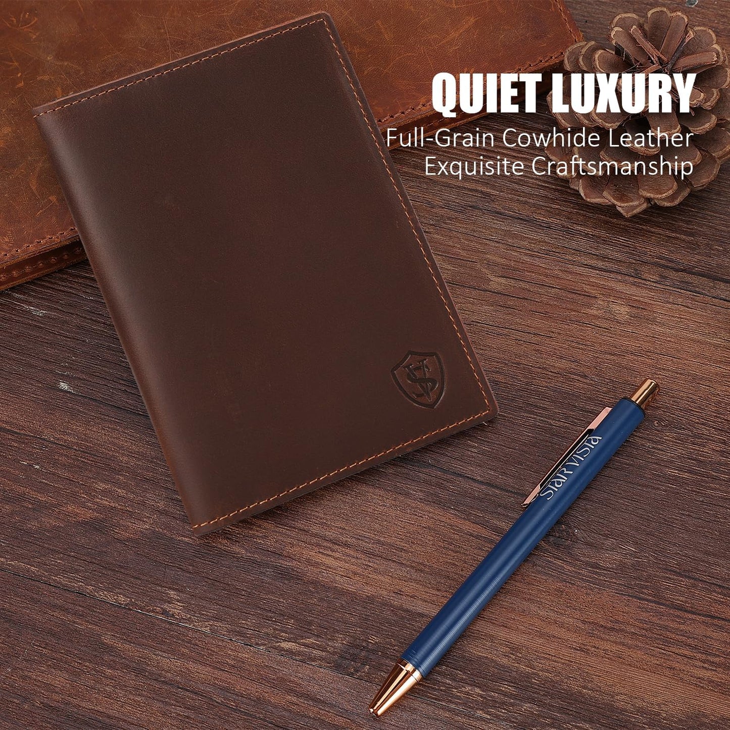 STAR VISTA Albatross Leather Travel Passport Holder, Minimalist Design, Full Grain Leather Case for Men and Women - Slim Passport Wallet, Bifold, RFID Blocking