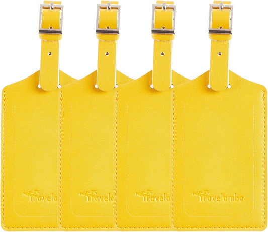 Travelambo Luggage Tags for Suitcases PU Leather Travel Tags Bag Tags Privacy Protection Travel Essentials