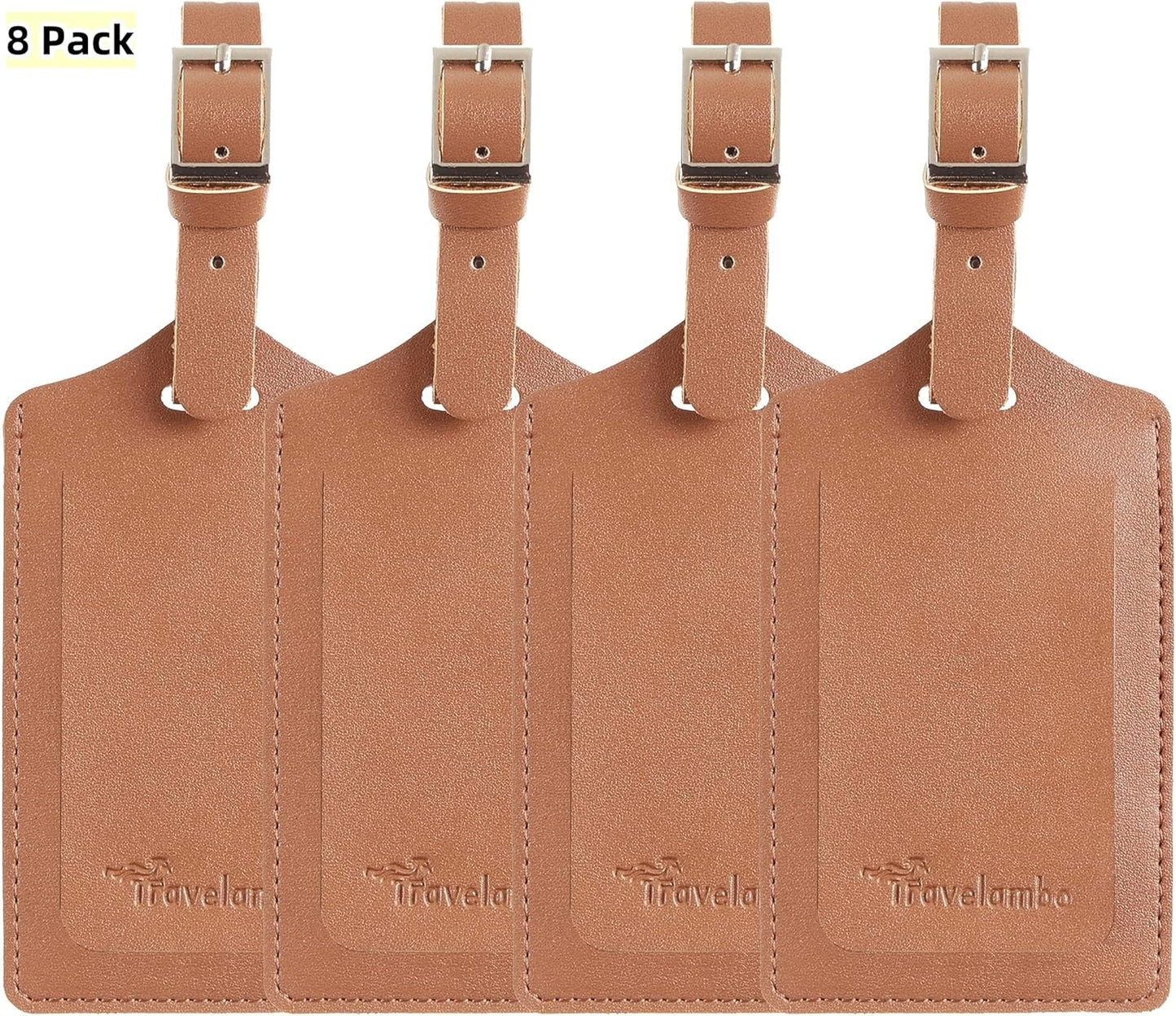 Travelambo Luggage Tags for Suitcases PU Leather Travel Tags Bag Tags Privacy Protection Travel Essentials
