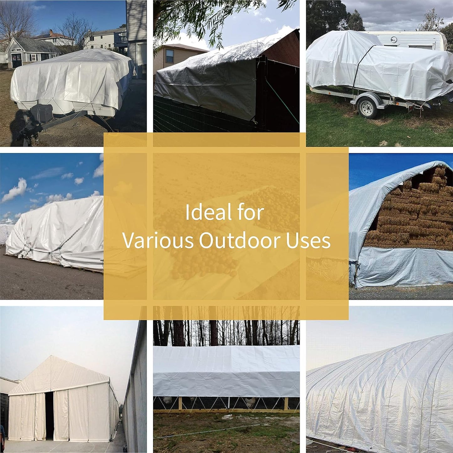 GUARD SHIELD Tarp White 8x12 Feet Multi Purpose Waterproof Poly Tarp Cover 5mil