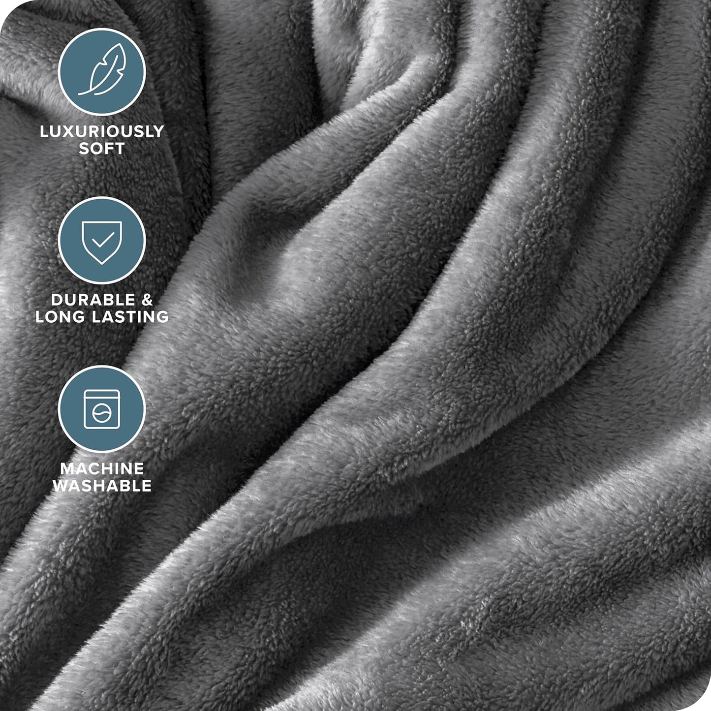Bare Home Fleece Blanket - Full/Queen - Ultra-Soft Lightweight for Bed, Sofa, and Couch - Luxury Microplush - Cozy Warm Blanket (Full/Queen, Grey)