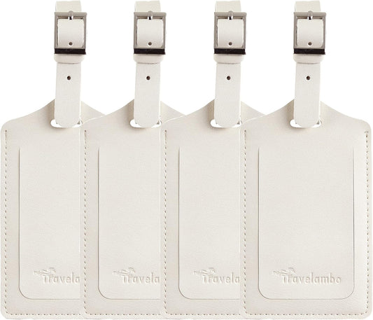 Travelambo Luggage Tags for Suitcases PU Leather Travel Tags Bag Tags Privacy Protection Travel Essentials