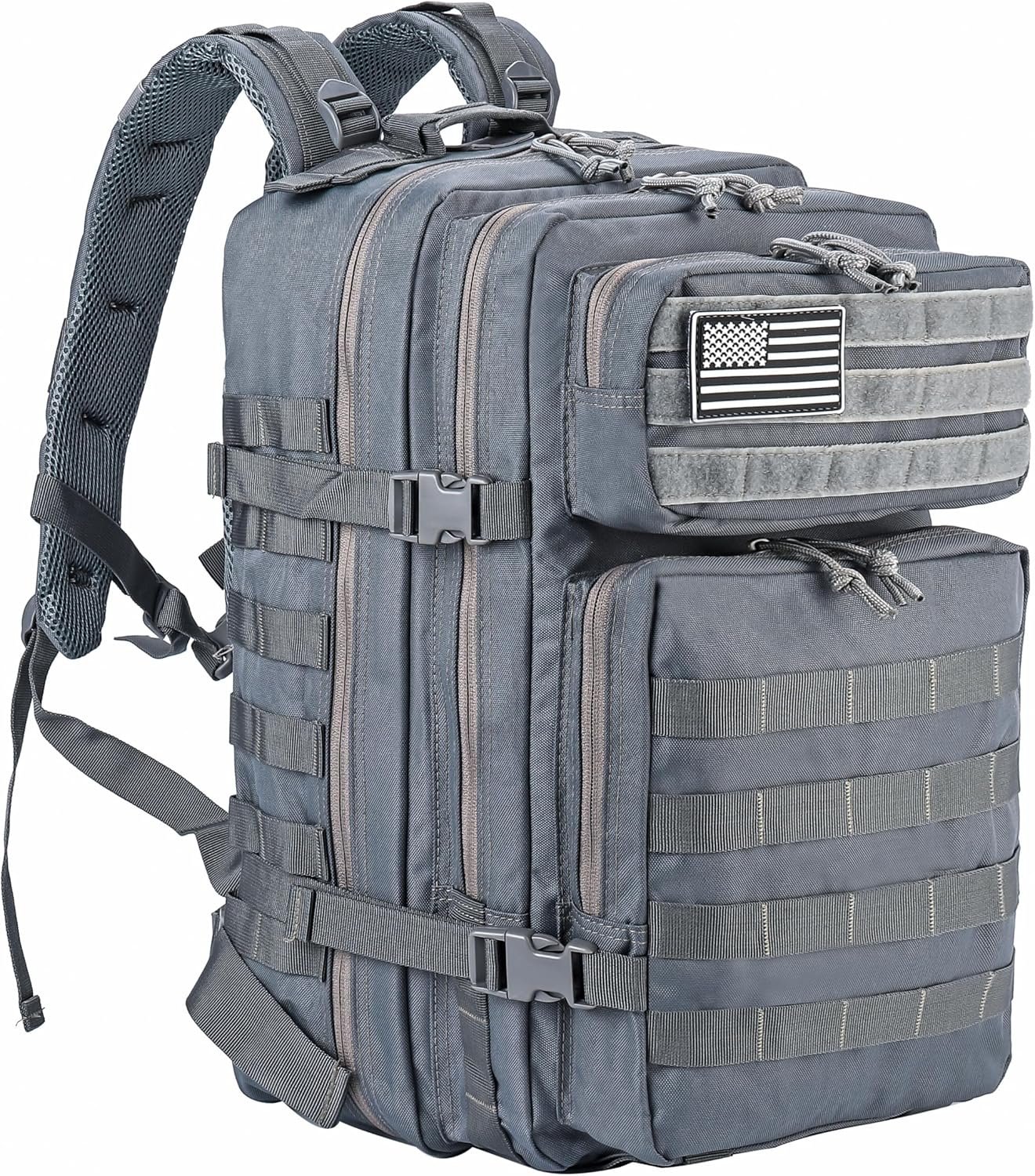 LHI Military Tactical Backpack for Men and Women 45L Army 3 Days Assault Pack Bag Large Rucksack with Molle System - Grey