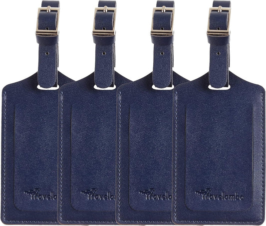 Travelambo Luggage Tags for Suitcases PU Leather Travel Tags Bag Tags Privacy Protection Travel Essentials