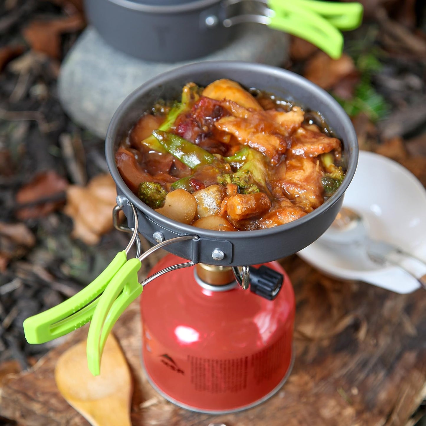 MalloMe Camping Cookware Mess Kit for Backpacking Gear – Camping Cooking Set - Camping Pots and Pans Set - Backpacking Stove/Portable Stove Compatible - Camp Kitchen Equipment Accessories Pot