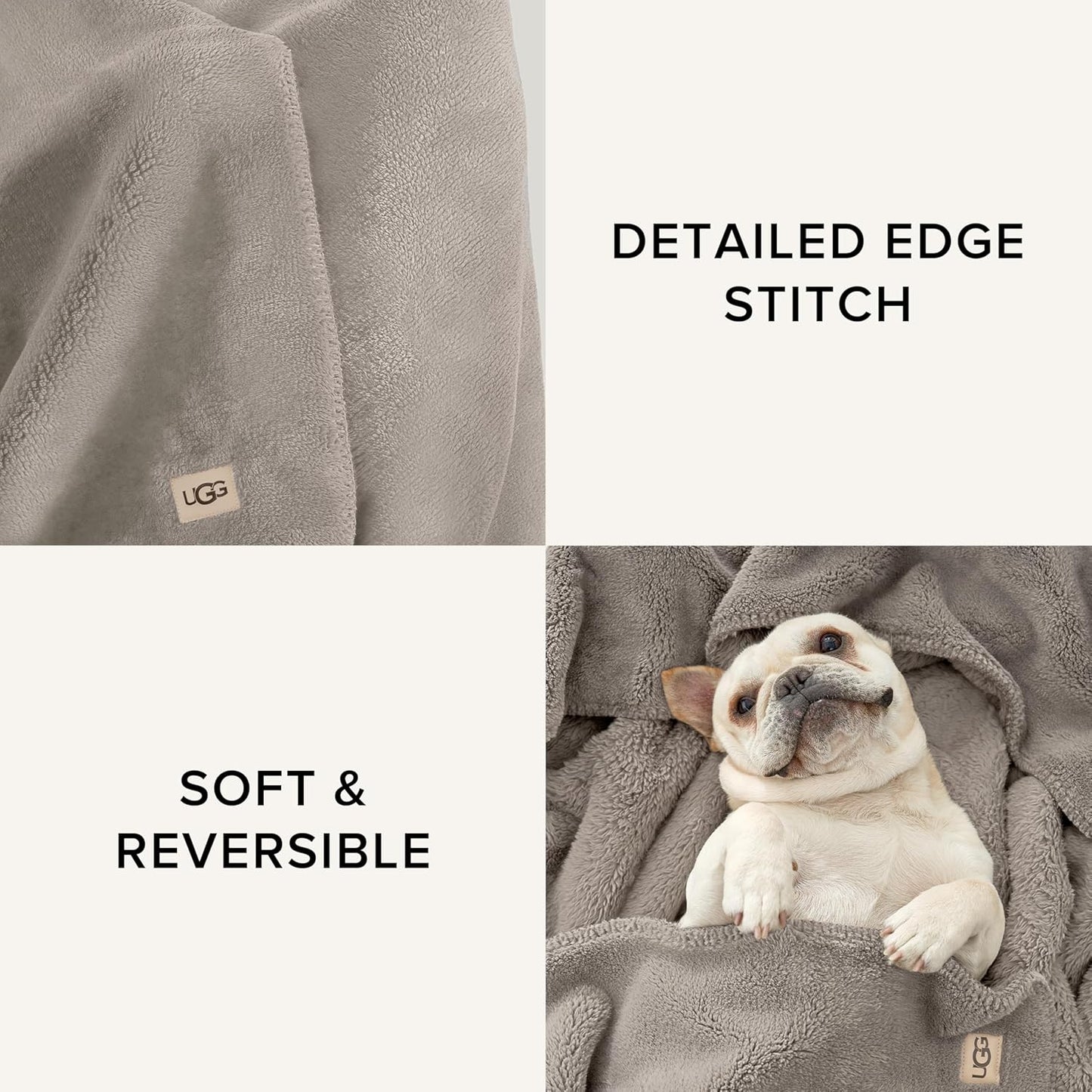 UGG Whitecap Plush Throw Blanket Fleece Lightweight Soft Throw for Couch or Bed Luxury Home Decor for Living Room Washable Hypoallergenic Blankets for Dorm Decor, 50-inch x 70-inch, Light Grey Seal