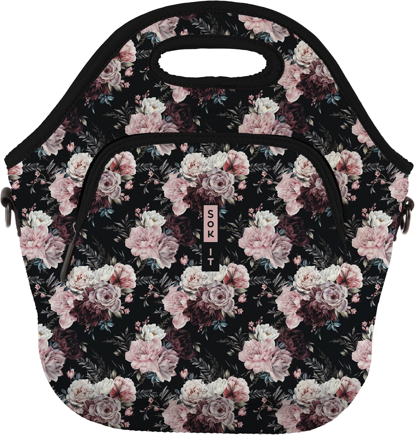 Sok It LunchTote Zippered Bag Insulated Neoprene Caddy (Bloom at Night, X-Large 6.5 Quart Lunch Tote)